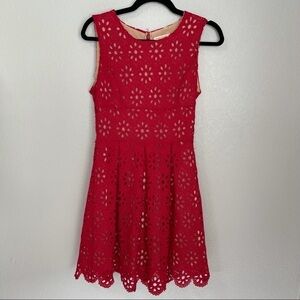 Pink Sophie Red Eyelet Sleeveless Dress S